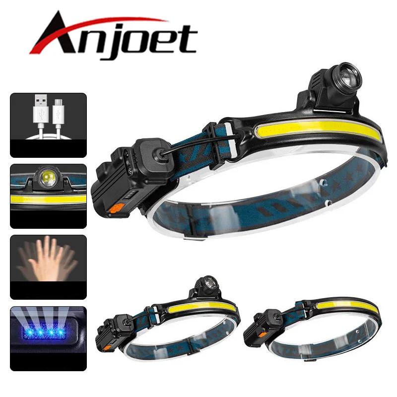 XPG+COB Zoom Induction Headlamp Built-in Battery USB Rechargeable Multifunction Waterproof Head Flashlight For Camping Fishing ﻿