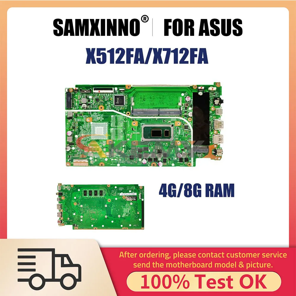 Notebook Mainboard For ASUS X512FA X712FA X712FAC X512FAC X512FB X512FJG Laptop Motherboard I3 I5 I7 8th 10th CPU 4G 8G RAM