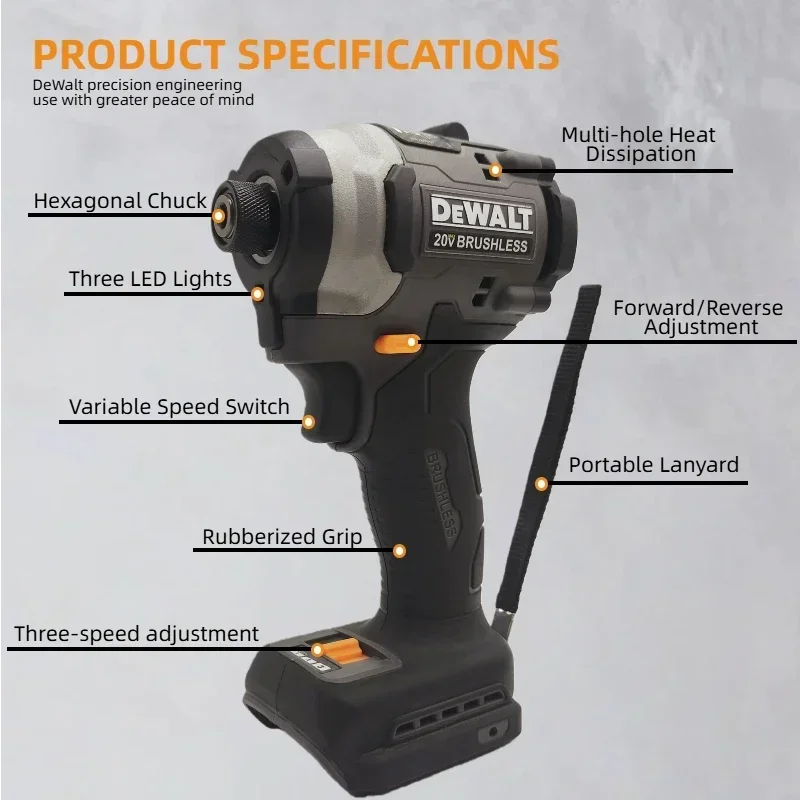 

Ударный шуруповерт DEWALT DCF85M, электрический, 20В, бесщеточный, аккумуляторный, 3800 об/мин, высокомоментный, без аккумулятора