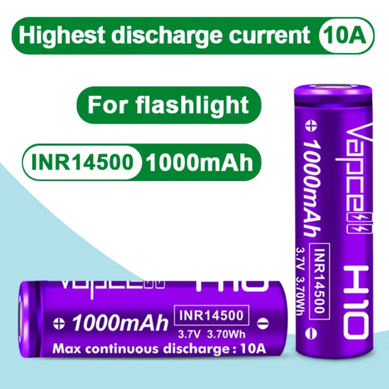 Original Vapcell H10 INR 14500 Battery 1000mAh 10A 3.7v High Drian li lon Batter For Electric Power Tool Toys Flashlight UAV