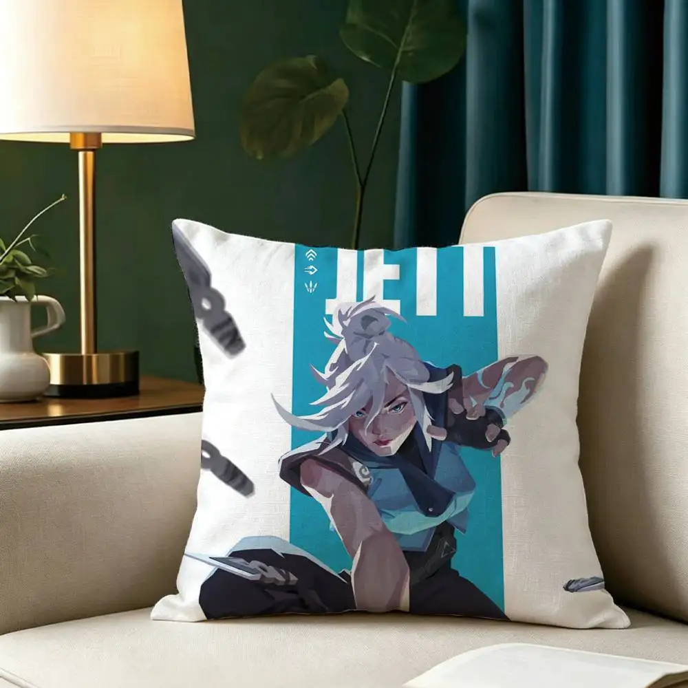 Game Valorants Jeff Pillow Case Square Double-Sided Sofa Cushion Cover Bedroom Bedside Pillow