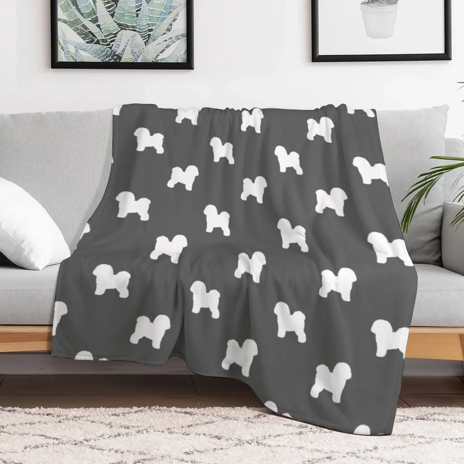 Bichon Frise Silhouette(s) Throw Blanket Luxurious Soft Blanket Holiday Gift for Family