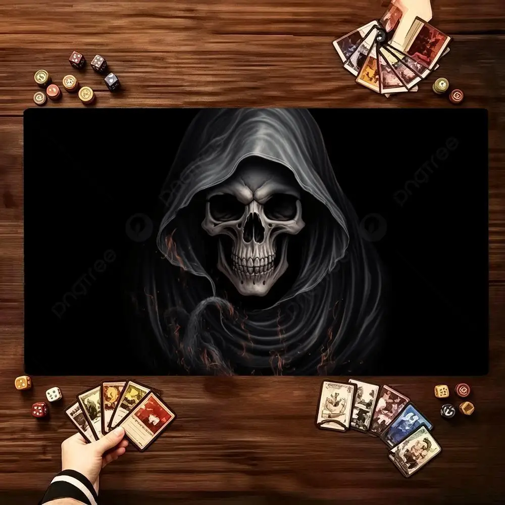 Games Mousepad Hooded Skull Reaper Table Mat Wear Resistant High Definition Print For Gothic Style Desktop Decor Layouts