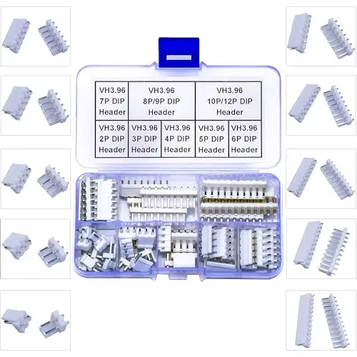 JST Connector Kit, VH3.96 DIP Header Jst 3.96mm Pitch IC Socket Plugs Adapter, JST-VH Top Type Vertical Header (VH3.96-DIP-Ver)