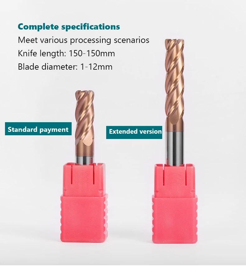 Hoekradius End Mill Cnc R Bullnose Cutter Tungsten Carbide Stalen Metalen Router Tool 4 Fluiten R0.5 R1 R2 Oppervlak bewerking