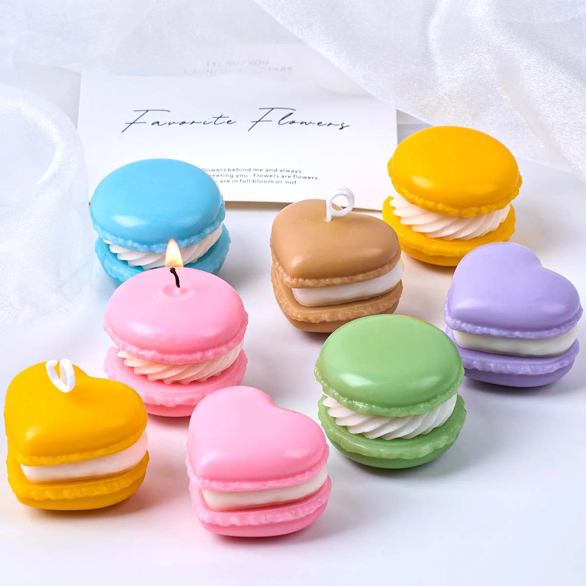 Molde de silicona para velas de macaron, DIY, redondo, en forma de corazón, para velas aromáticas, jabones, yeso, resina epoxi, chocolate, repostería, manualidades, regalos