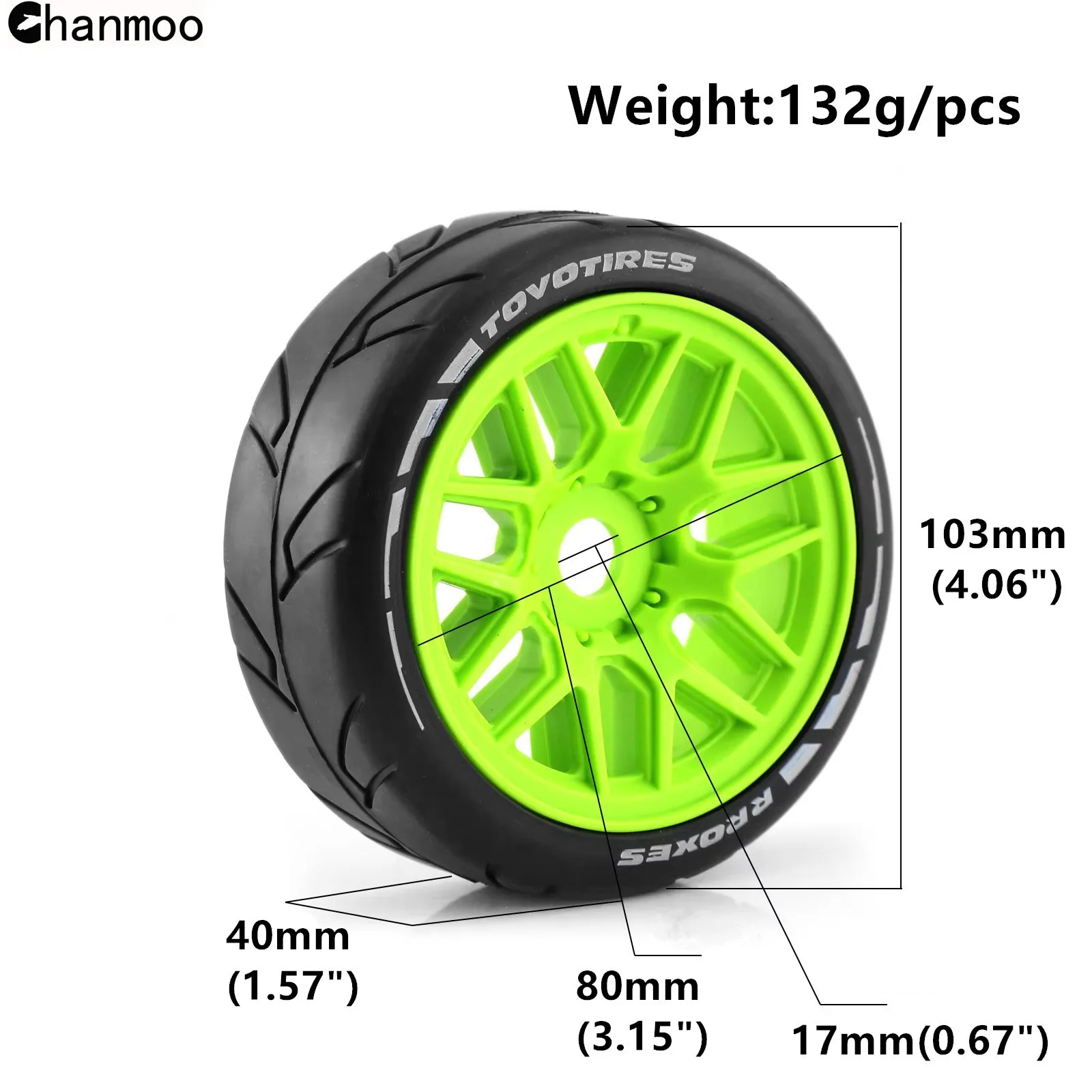4Pcs 1:8 RC Off Road Buggy Rally Car Tires 103mm Wheel 17mm Hex for 1/10 RC Car HSP Hobao ARRMA Traxxas Redcat Kyosho VRX HPIWR8