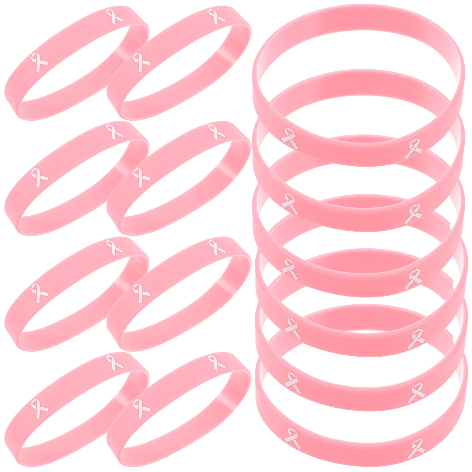 20 Pcs Cancer Bracelet Silicone Wrist Strap Women Wristbands Chest Pink Silica Gel