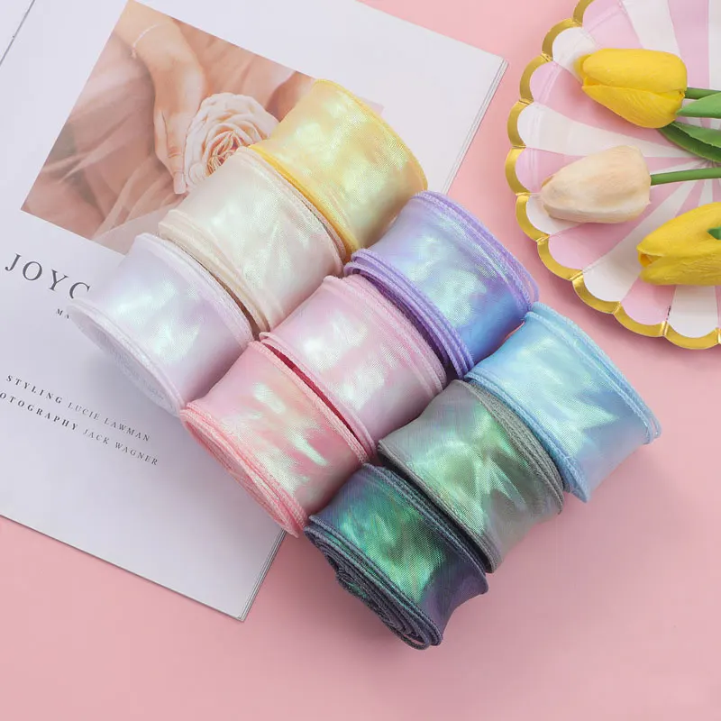 

3rolls 30Yards 4CM Mermaid Tulle Ribbon For DIY Bowknot Floral Gift Packaging Webbing for Craft And Decoration Trim