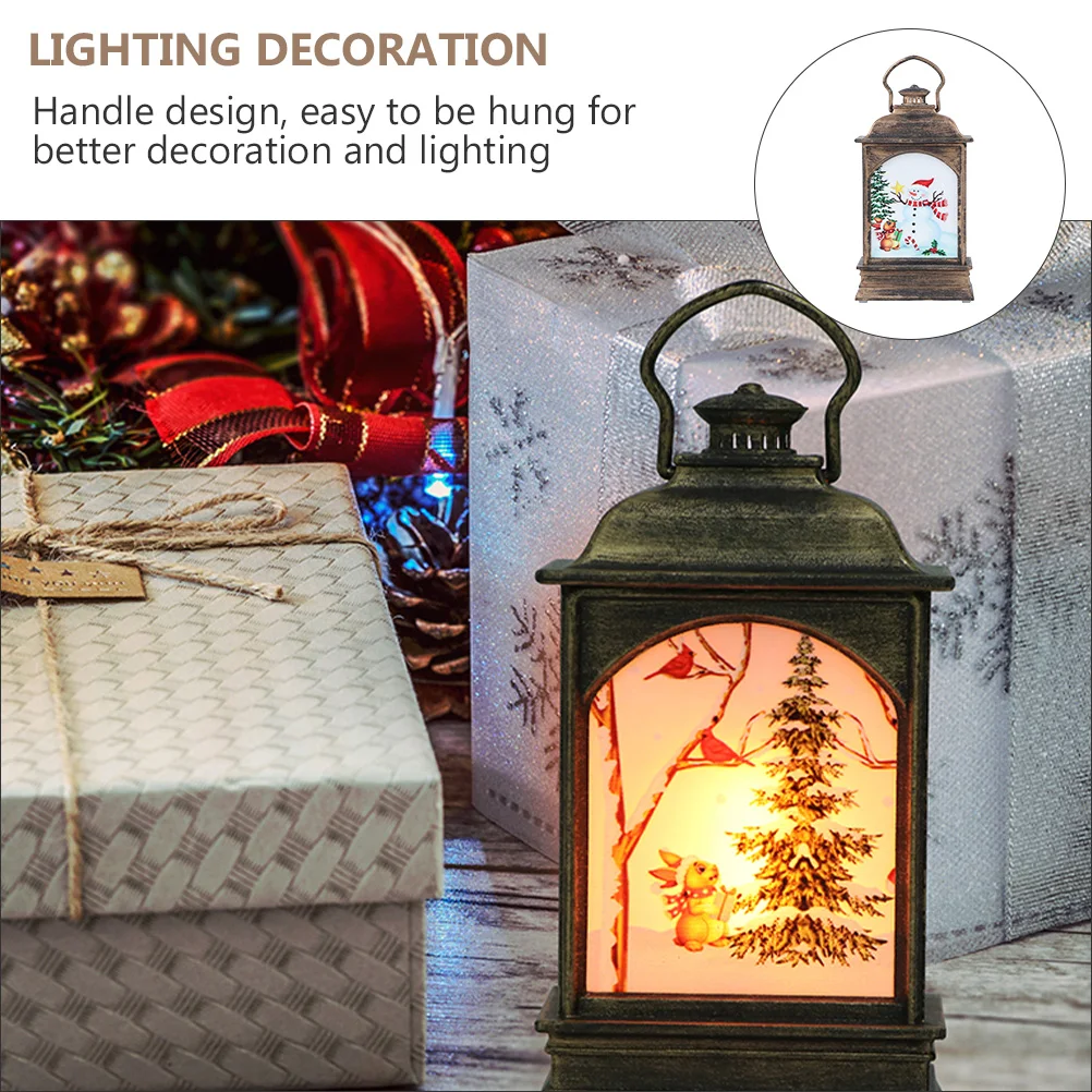 2 Pcs Retro Decor Glowing Night Light Lighting Decoration Christmas Santa Claus Lamp Adorable Scene