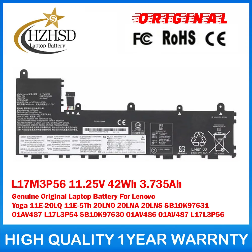 

L17M3P56 11.25V 42Wh 3.735Ah ​L17L3P54/6 Genuine Original Laptop Battery For Lenovo Yoga 11E-20LQ ​11E-5TH 20LN0/A/S ​01AV486/7