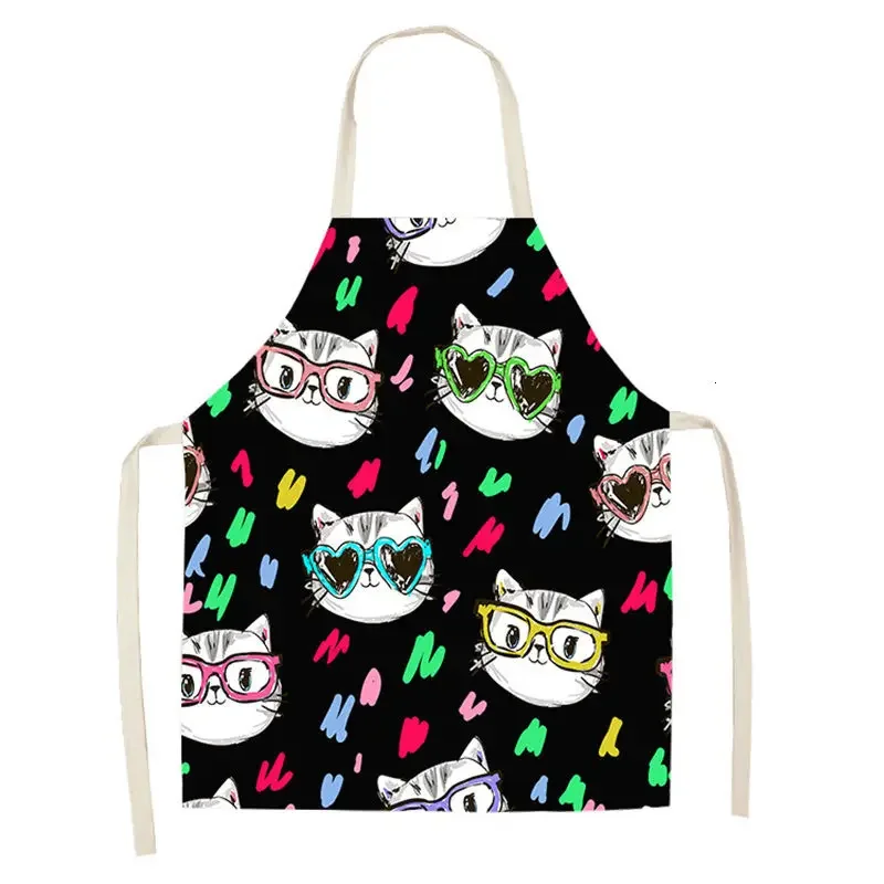 Cute Cat Pattern Kitchen Apron Antifouling Oil Proof Men\'s and Women\'s Kitchen Apron Hairdresser Cafe Kitchen Apron Barbacoa