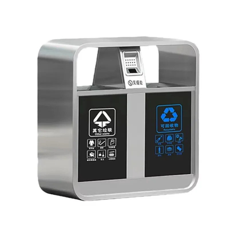 Environment-Friendly Commercial Galvanized Metal Street Recycle Trash Bin Classified Rubbish Stainless Steel Outdoor Trash Bin