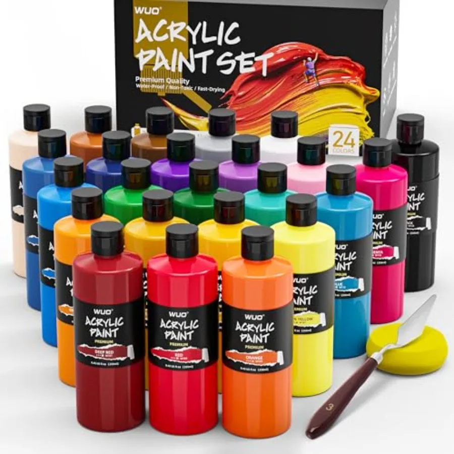 

Professional Acrylic Paint Set 250ml/8.45oz Large Bulk Rich Pigment Acrylic Paint Non-Toxic Multi Surface Art Supplies for Arti