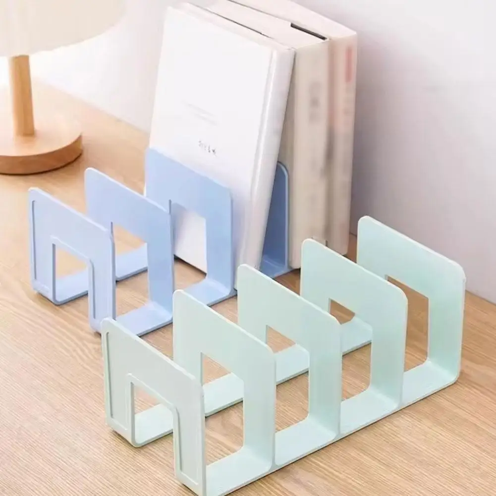 Vertical 4 Compartments Book stand Plastic File Sorter Rack Desk Bookend Storage Organizer Office Desktop File Organizer