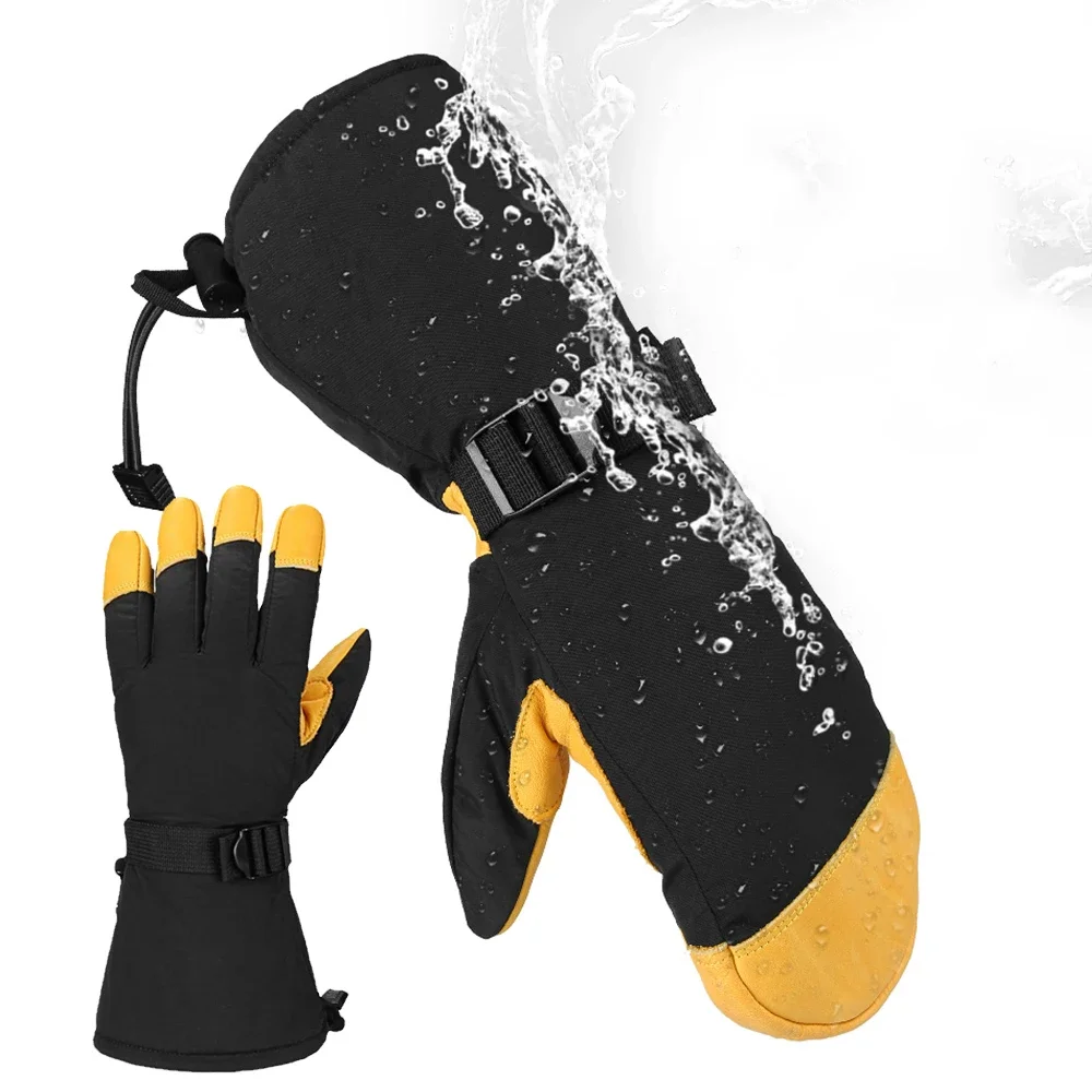 

Ski Gloves Winter Water Proof Snowboard Snowmotorcycle Riding Warm 3M Cowhide Gloves Men's Plus Size