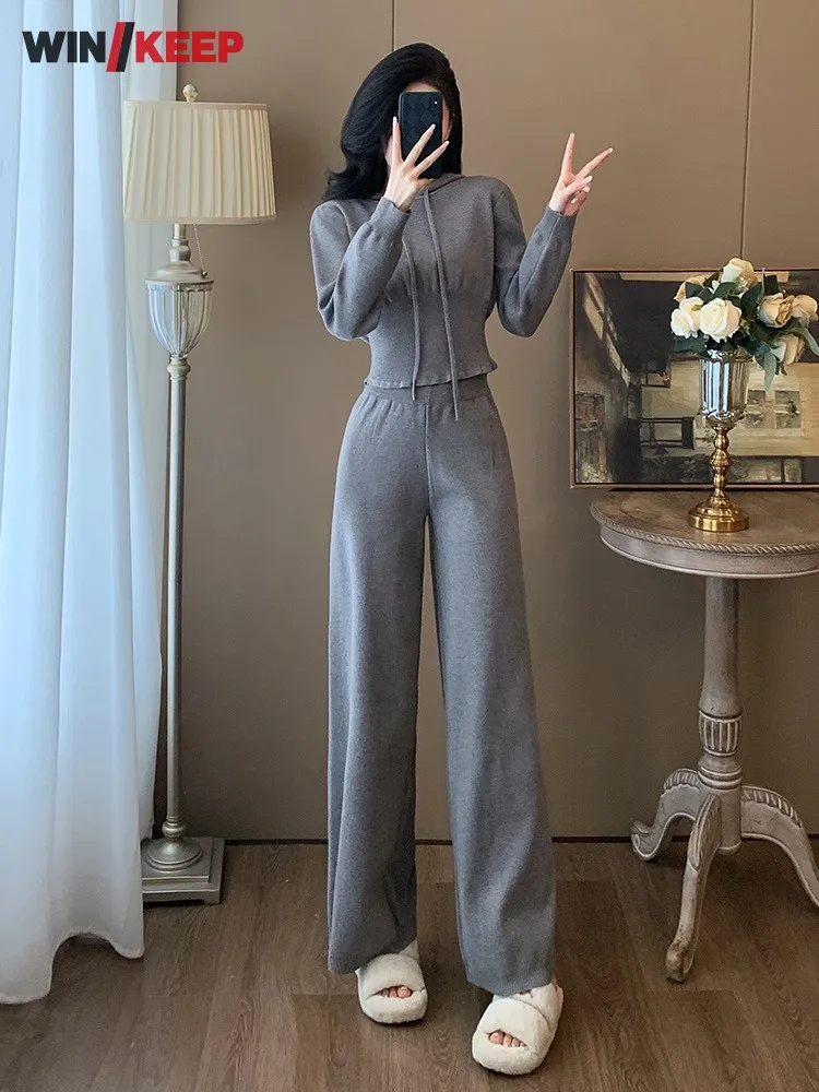 

Элегантные женские уличные свободные широкие брюки, спортивный костюм, комплект для бега, комплект из двух предметов, толстовка с капюшоном, топ, брюки для бега, тренировки, спорта