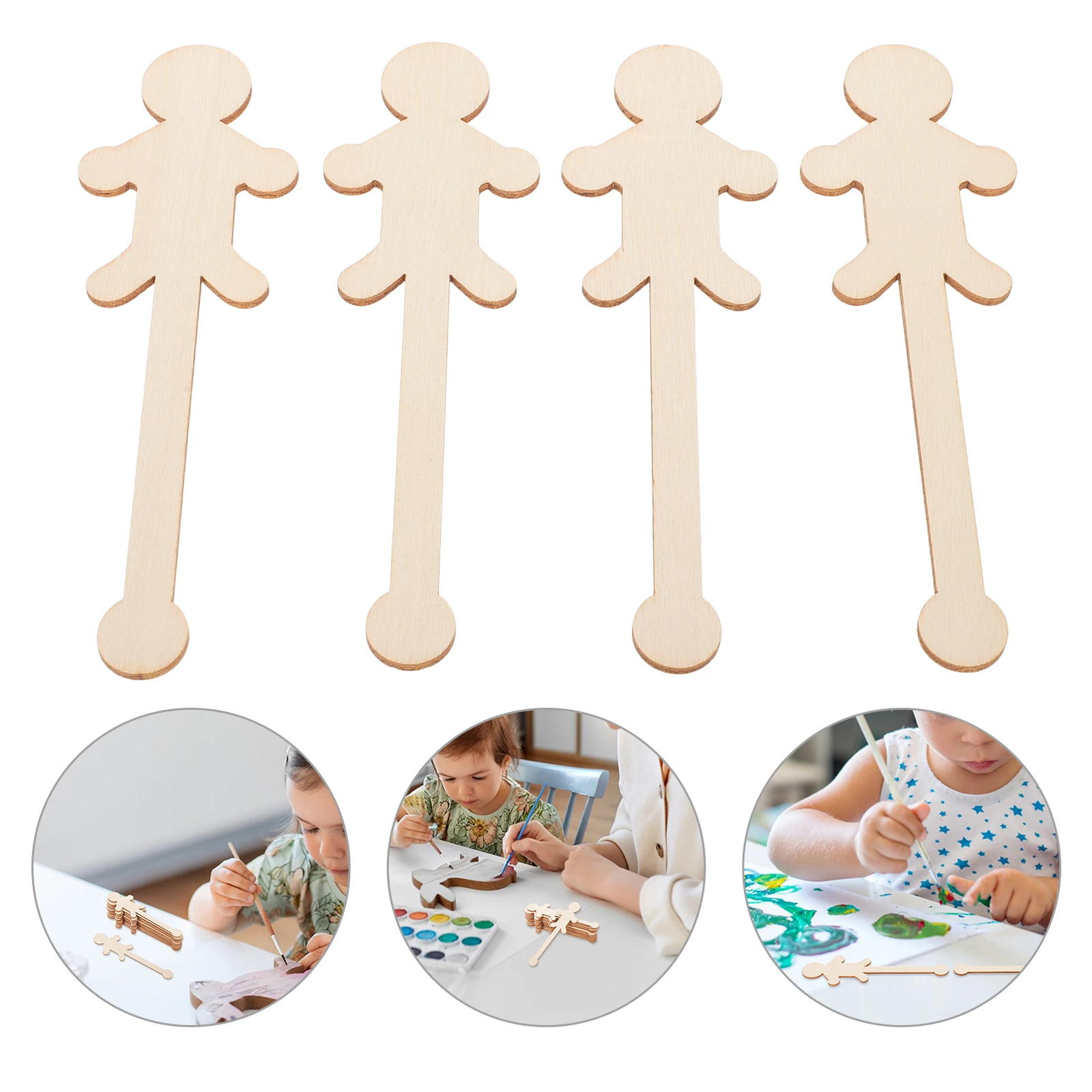 

90pcs Wooden People Cutouts Boy Girl Slices For Crafts Kids Room Holiday Decor Wood Pieces Diy Painting Unfinished Blank Discs