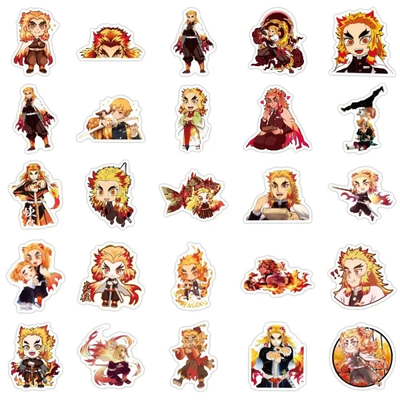 10/25/50Pcs Kimetsu No Yaiba Rengoku Kyoujurou Anime Stickers Graffiti Waterproof Sticker Kid Toys