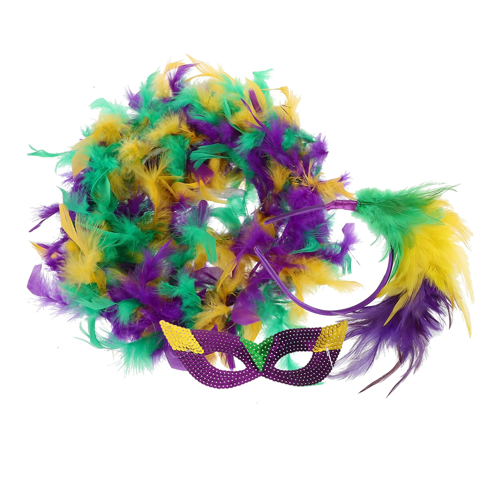 1세트 헤드밴드 마스크 스카프 세트 글리터 퍼리 따뜻한 파티 액세서리 여성 카니발 코스프레 댄스 이벤트 의상 장식