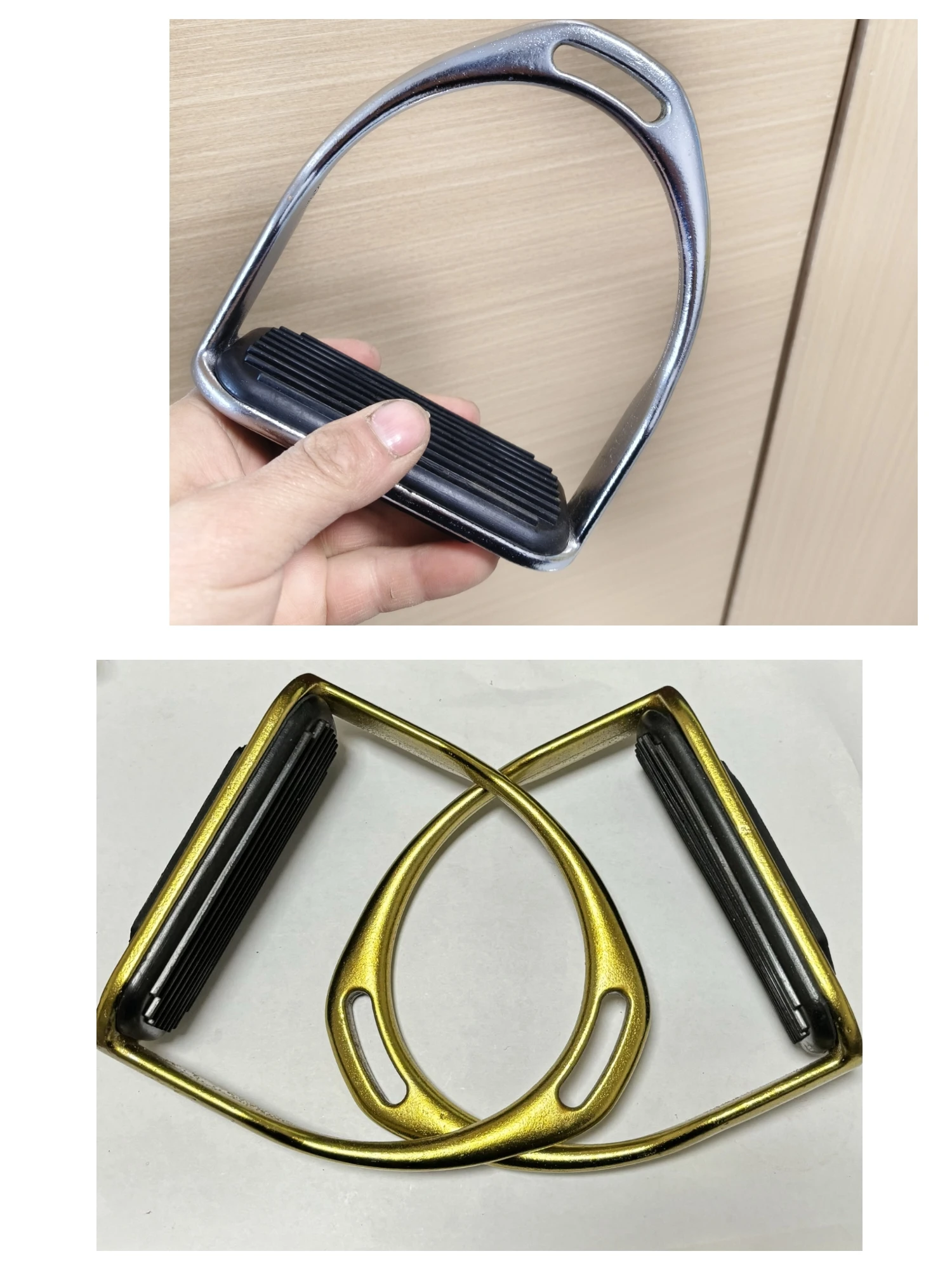 

Equestrian safety products, stirrup, nickel-plated wrought iron saddle.