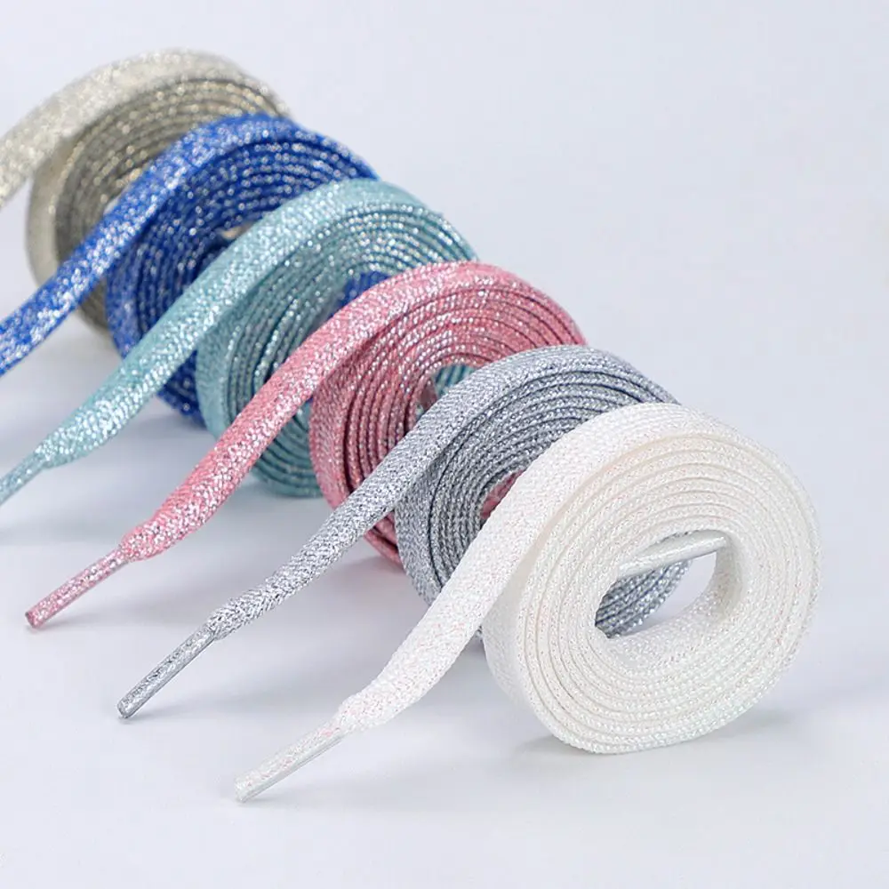 1pairs DIY Drawstring Glitter Flat ShoeLaces Cross Braiding Strap Accessories Bright Strings Luxury Coloured Shoe Laces