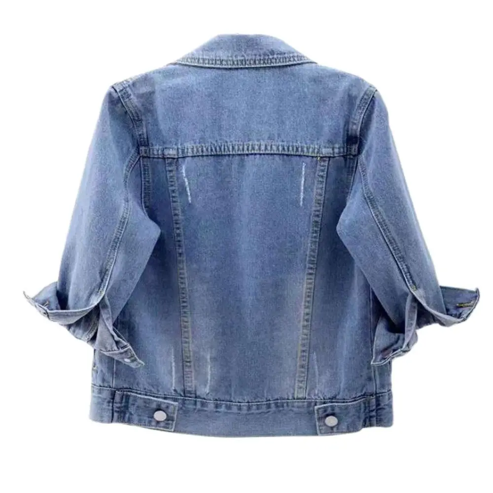 Denim Jackets Women Tops Solid Short Slim Vintage Casaco Feminino Three Quarter Sleeve Jaqueta Feminina Jeans Outerwear Spring