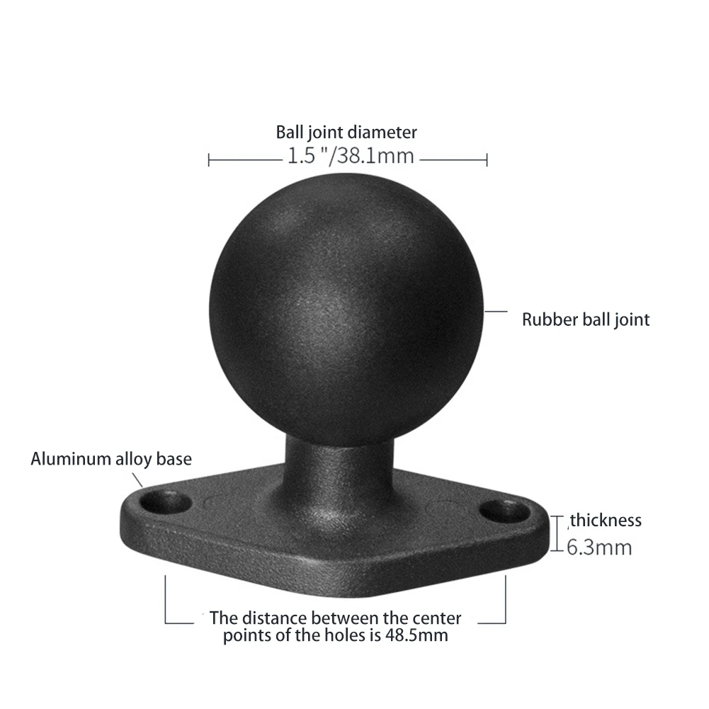 Aluminum Rhombus Mounting Base with 1.5 Inch Rubber Ball Head Motorcycle Mounting Base for RAM Navigation