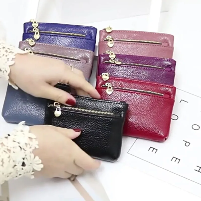 

1Pcs PU Leather Coin Purse Women Mini Change Purses Kids Coin Pocket Wallets Key Chain Holder Zipper Pouch Card Holder Wallet