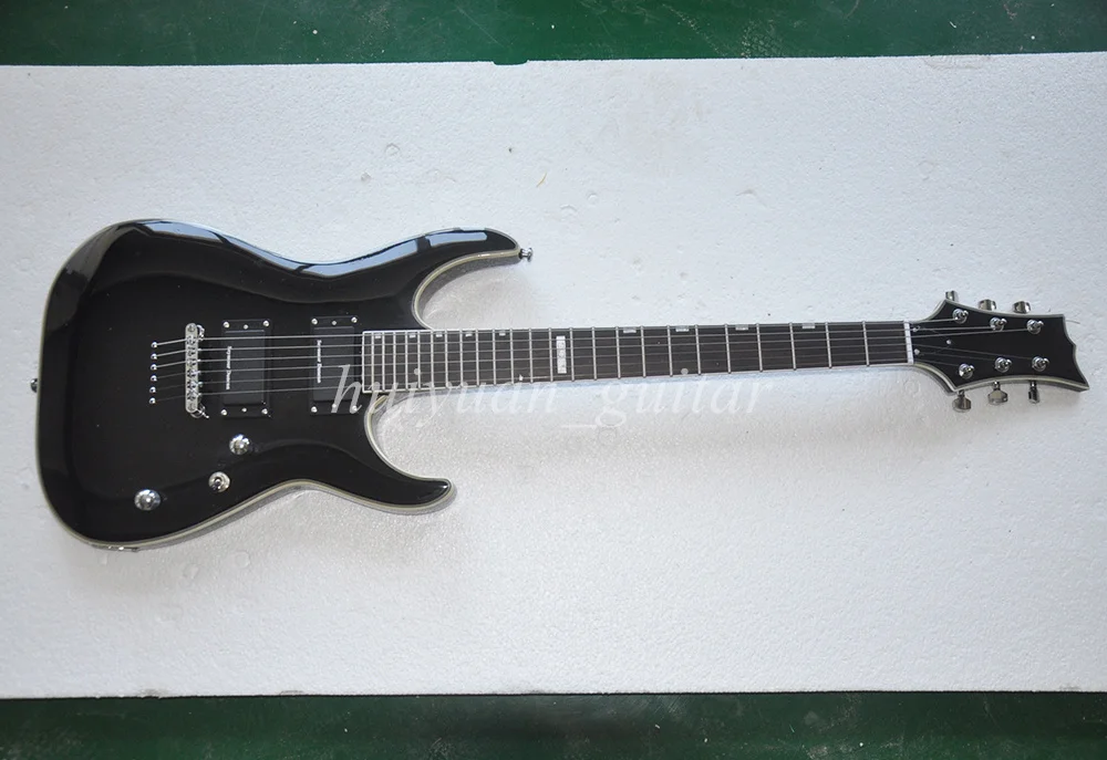 Flyoung 6 Strings Black Strings Through BodyElectric Guitar with Rosewood Fretboard 24 Frets