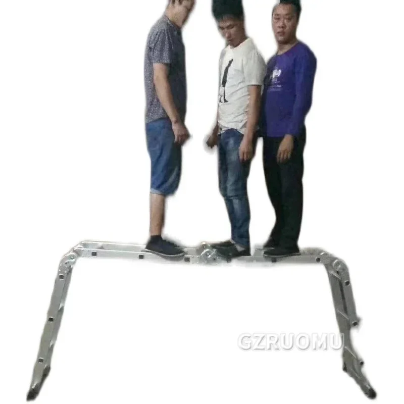 4.7M Folding Work Platform 150kg Load Capacity Aluminum Drywall Stool Ladder Bench W/ Non-Slip Feet for Washing Vehicles