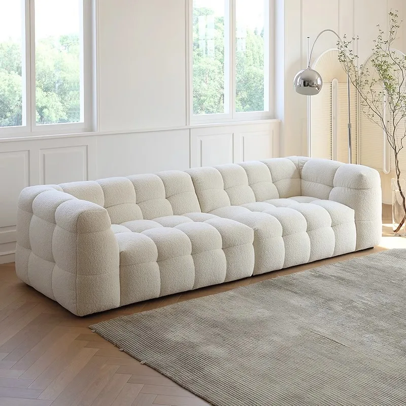 

Cream Wind Marshmallow Fabric Sofa Minimalist French Nordic Lamb Fleece