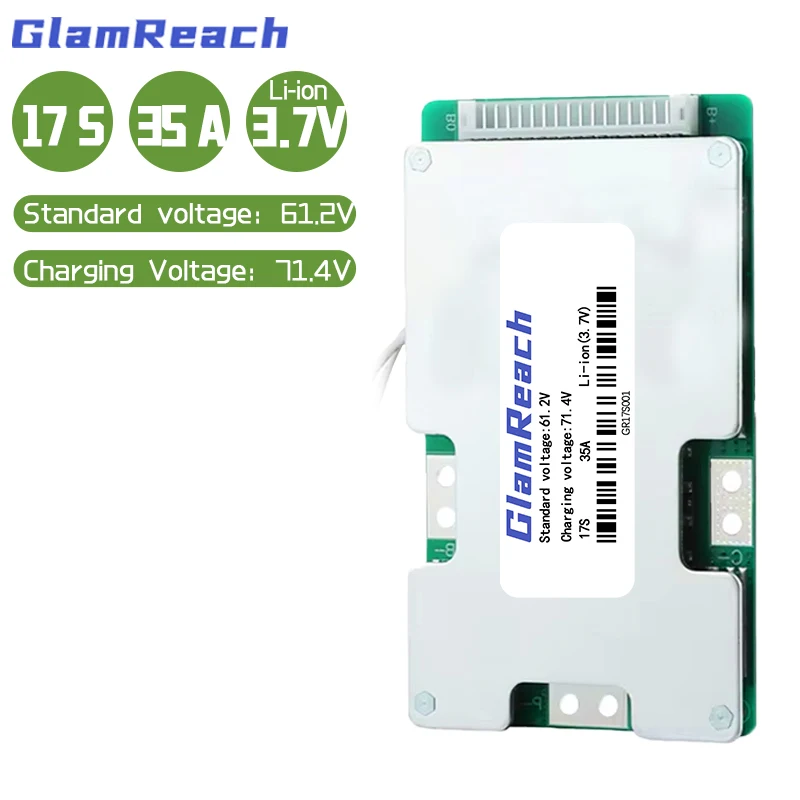 GlamReach BMS 17S 60V литий-ионный аккумулятор с общим портом и балансным контролем температуры, используемый для аккумуляторной батареи для электрического трехколесного велосипеда