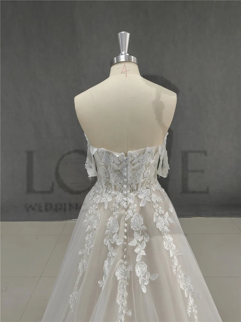 LORIE Wedding Dresses A Line Sweetheart Neck Lace Appliques Bride Dress Off The Shoulder Wedding Gowns 40011