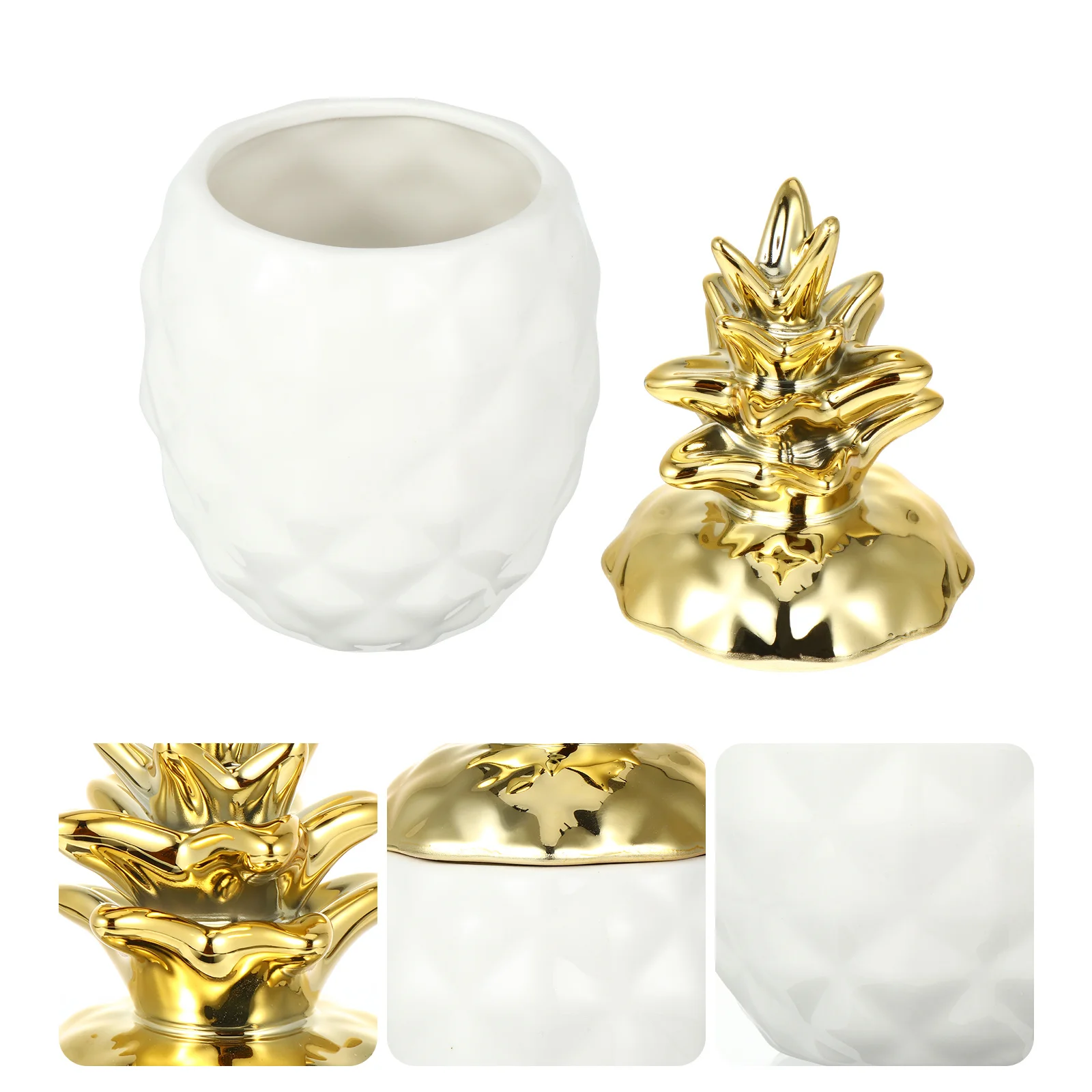 

1Pcs Elegant Ceramic Pineapple Adornment Lid Jewelry Storage Jar Home Office Decor Lovely Desktop Decoration Jewelry Storage Jar