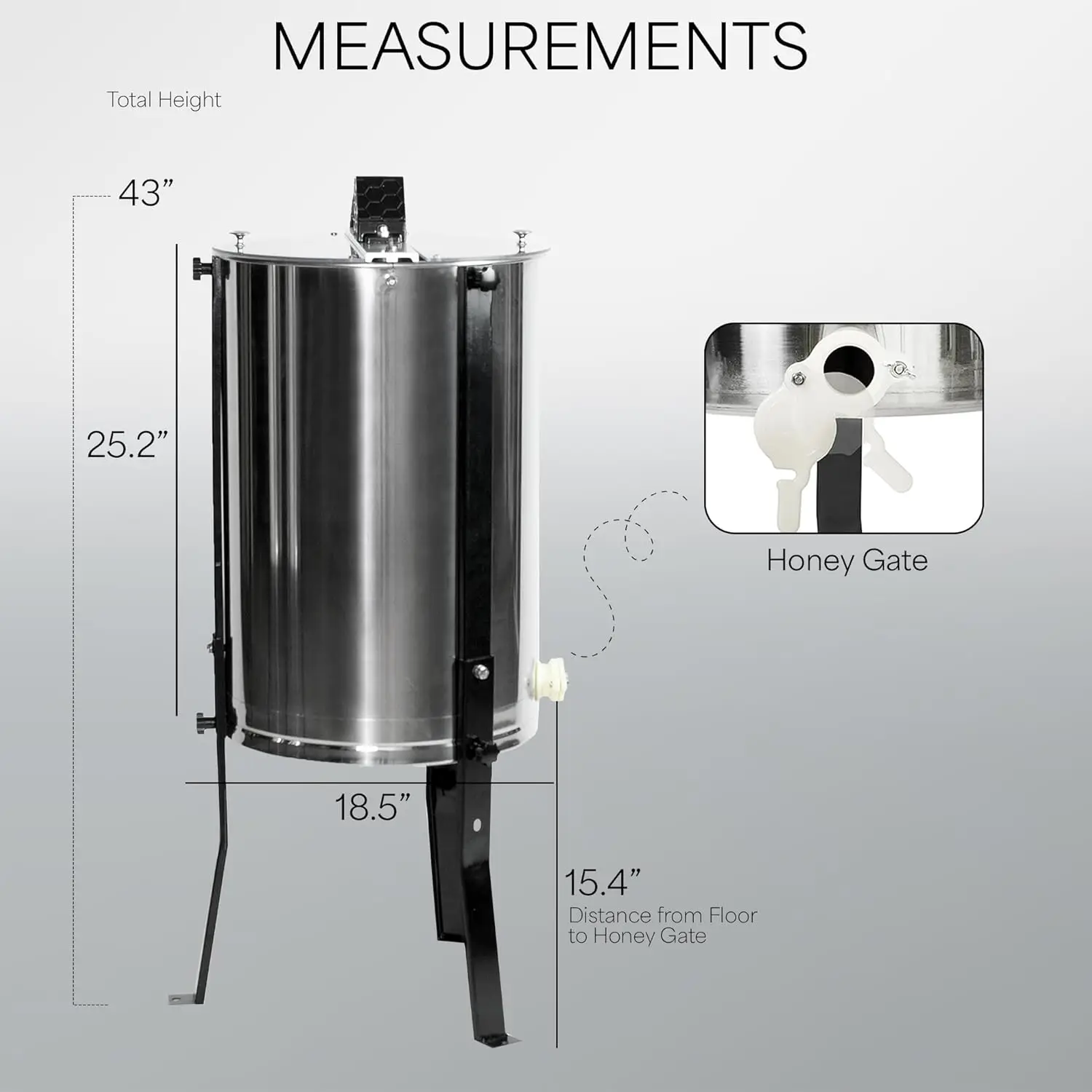 Honey Extractor 8 Frame (only 4 Deep Frames) Stainless Steel SS Honeycomb Manual Crank Spinner BEE-V004B