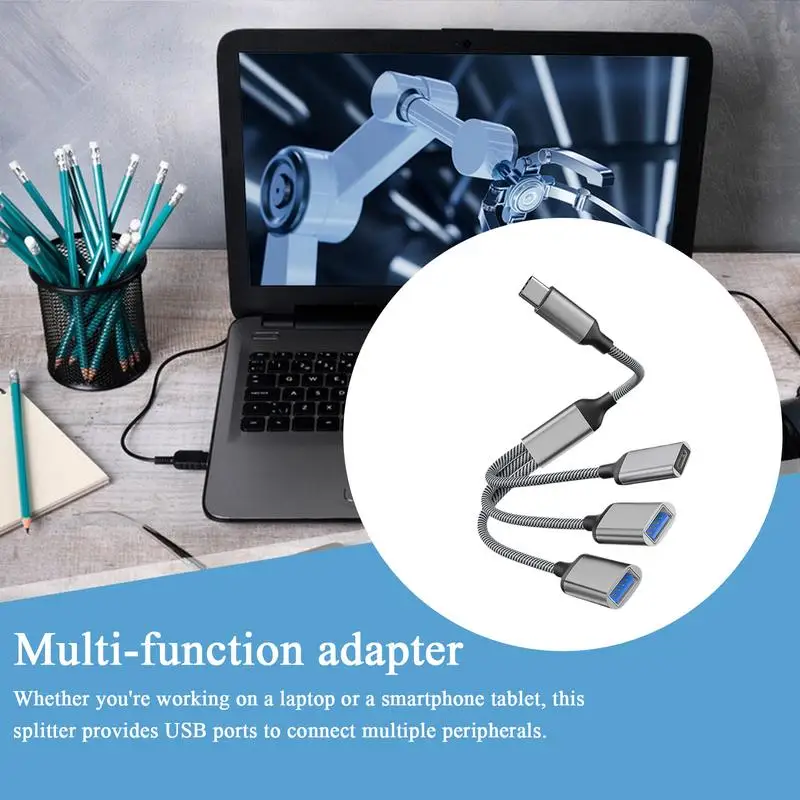 Split USB Cable Extender Hub 1 Feet USB Splitter Cable 1 In 3 Out For Car Laptop PC Computer Keyboard Flash Drive