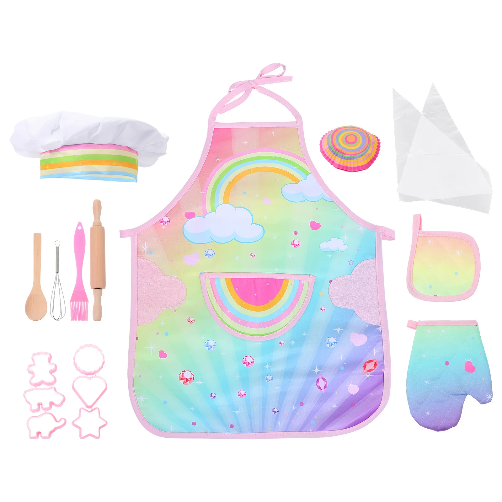 1set 1Set Kinder Backen Werkzeuge Dinosaurier Schürze Kinder Chef Rolle Set Küche Pretend Spielen Kochen Set Für kind Backen Utensilien Kinder