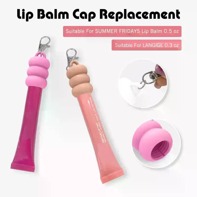 

Practical Donut Silicone Keychain Cap Accessories Portable Durable Holder Keychain Compatible For Lipgloss Storage And Balm Cap