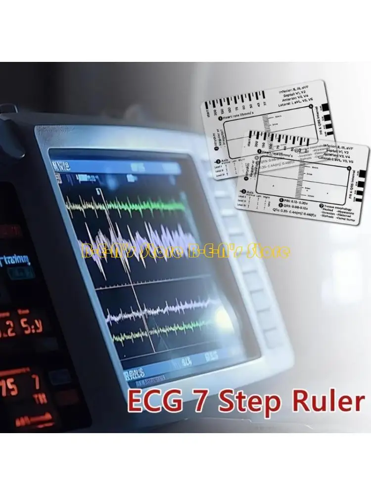 

Y1AD Professional Pocket Card 7 Step Ruler For Easy Electrocardiogram Assessment Reference Guide Efficient Heart Data Reading
