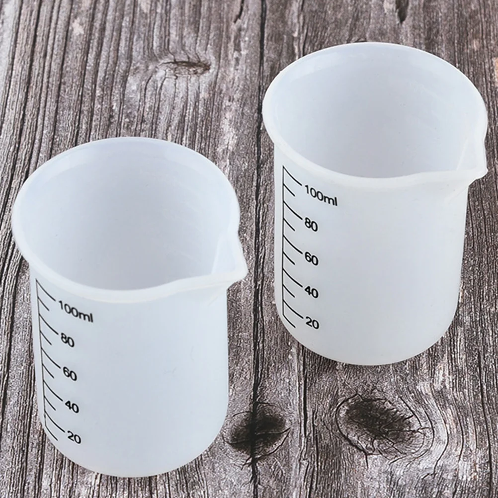 4Pcs Silicone Measuring Cups Set Easy Clean Non-Leak Milk Juice Baking Kitchen Measuring Cylinders Clear Scale Measurement Tool