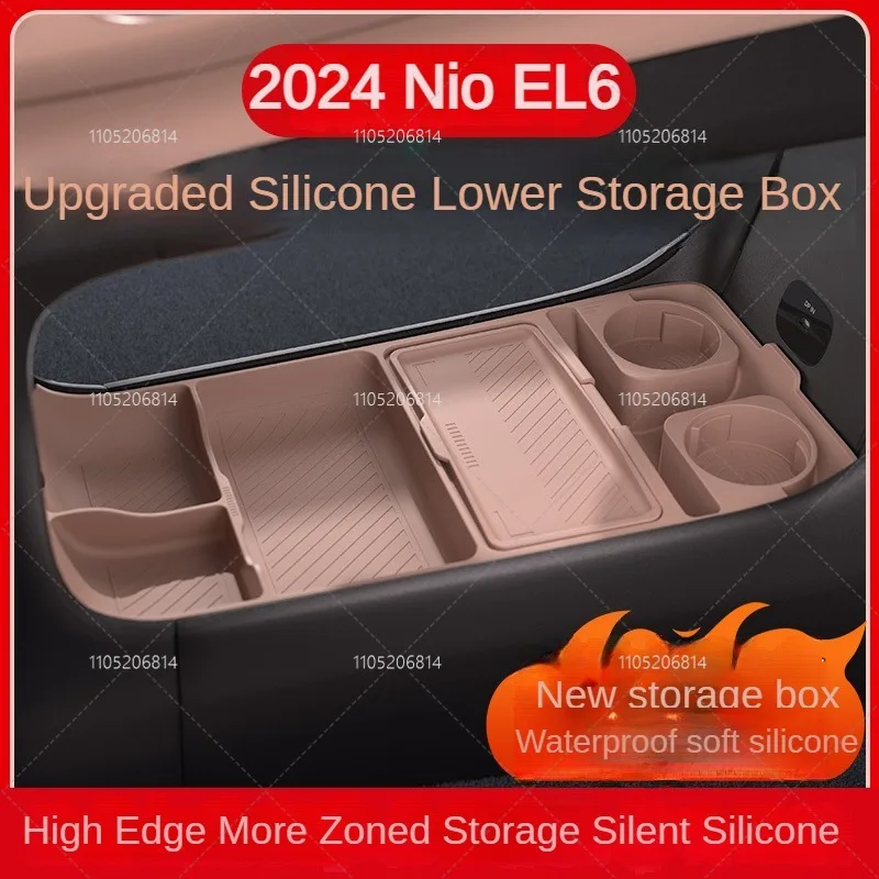 

2024 For Nio EL6 Silicone Center Console Below Storage Box Nio ES6 Central Control Organizer Mat Car Interior Accessories
