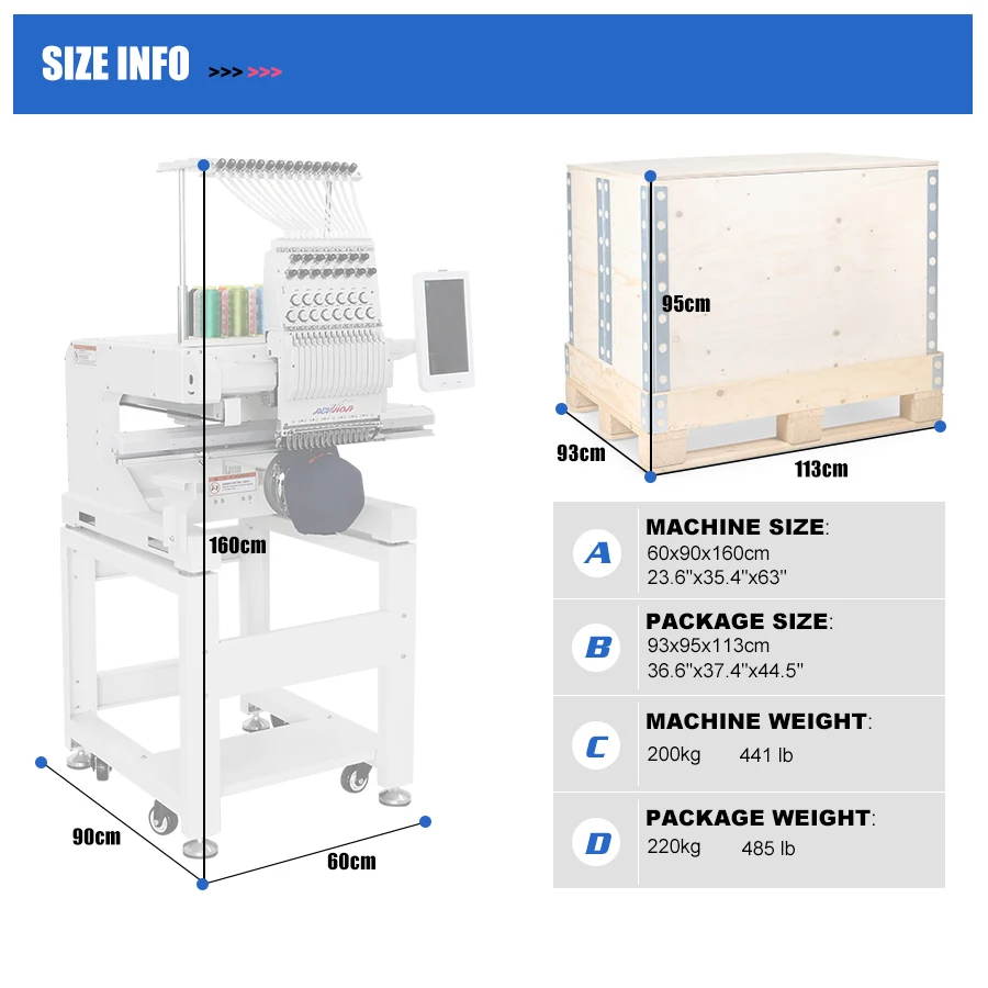Korting!! Chinese fabriek REVHON multifunctionele T-shirt cap professionele computer borduurmachine 1-kop