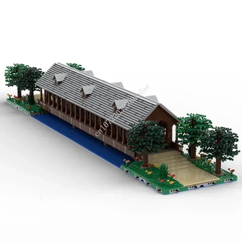 6956 pçs ponte coberta modular moc personalizado vista de rua modelo arquitetura criativa diy montagem educacional brinquedo de construção presente