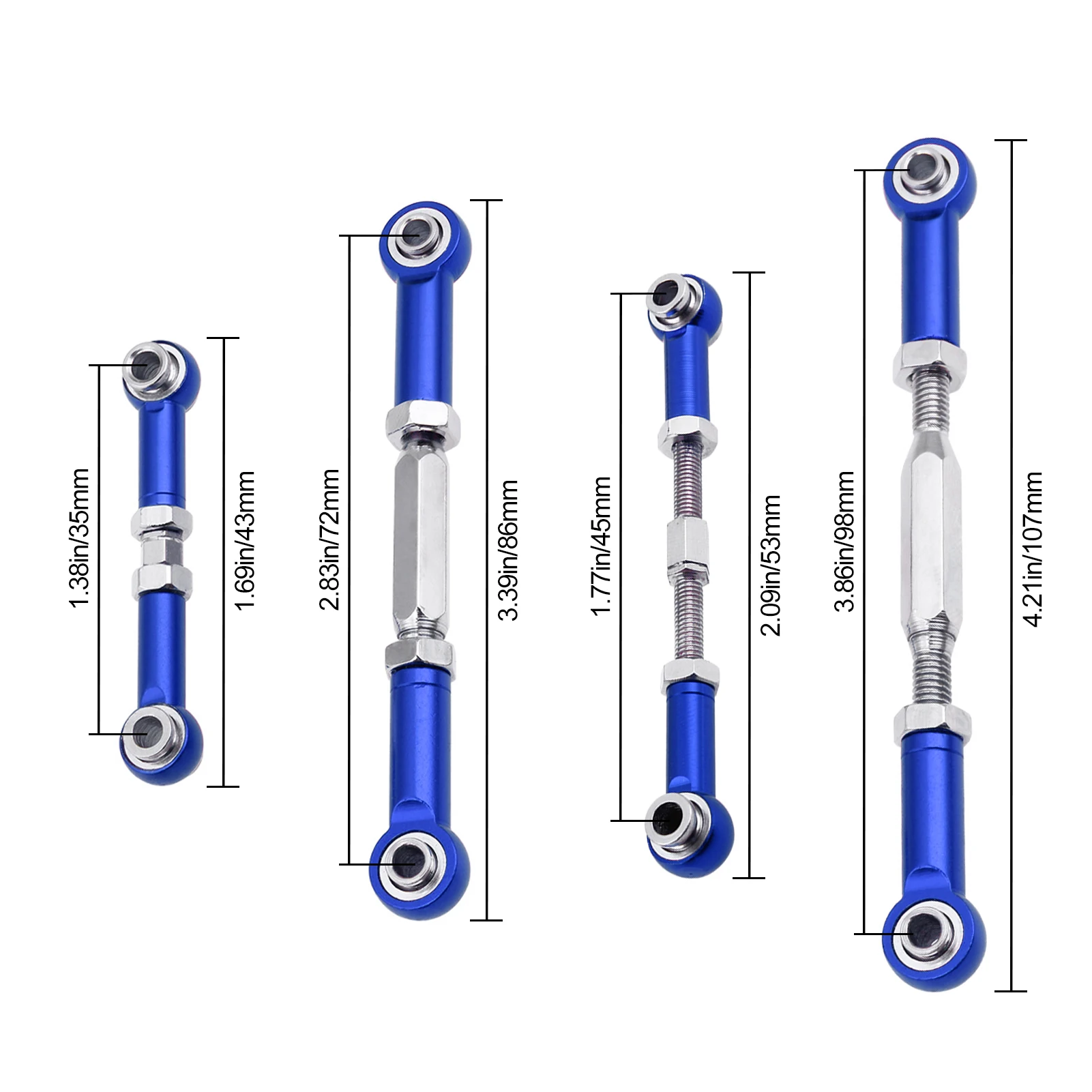 HobbyPark Adjustable Turnbuckles Camber Links Set for 1/10 Traxxas Slash 2WD 4X4 Hoss Rustler VXL Stampede 7 Pieces