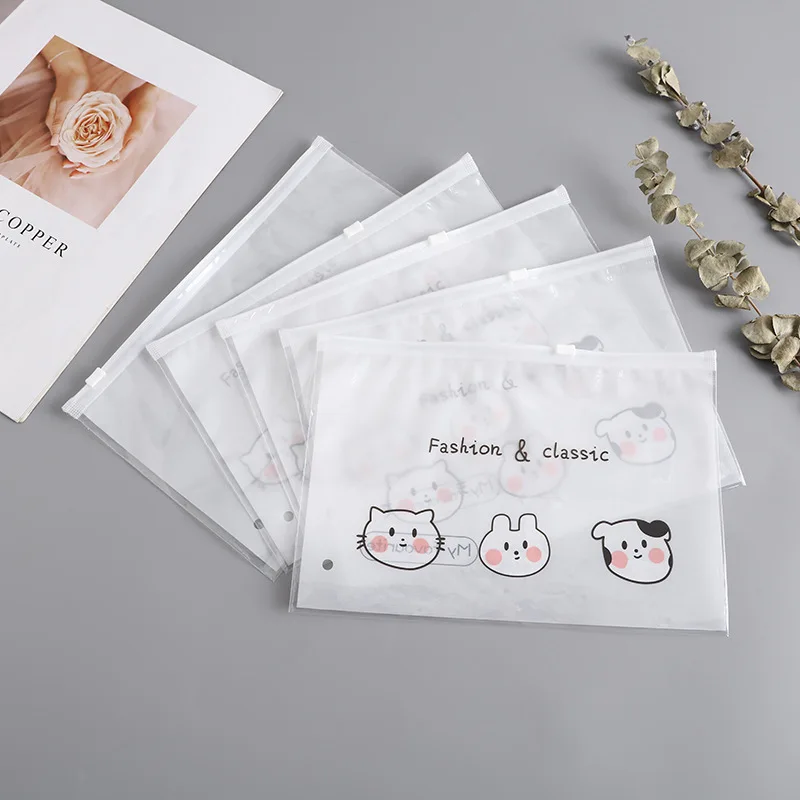 

Bainfe Cartoon Cat Matte Ziplock Bag Plastic Travel Cosmetic Zip Lock Frosted Packaging Storage Bag Self Sealing Clothes Bags