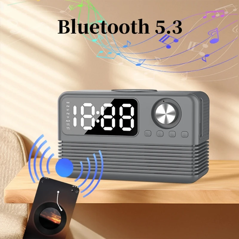 

Portable Multifunctional Wireless Charging Dual Speakers Bluetooth Speaker FM Radio 15W Wireless Fast Charging Clock Alarm Clock