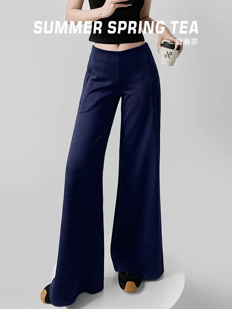 Losse wijde pijpen uitlopende sportbroek Dames zomer lente thee lage taille rechte micro uitlopende losse gevoel vloerlengte broek