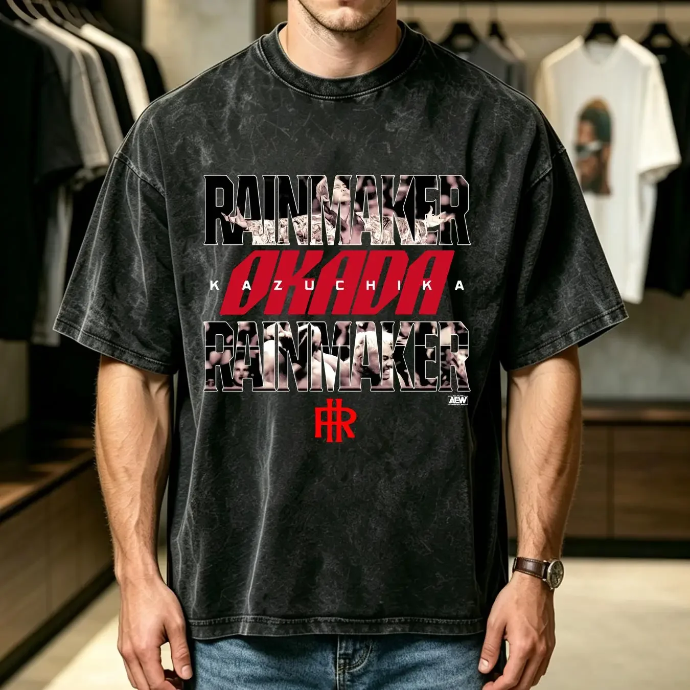 washed T Shirt KAZUCHIKA OKADA FORECAST AEW Official vintage Washed Comfortable designer clothes Unisex streetwear fashion