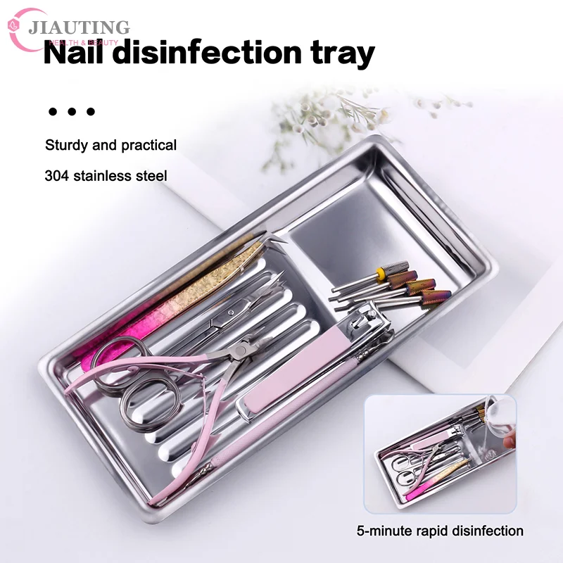

Nail Art Tool Sterilizing Tray Stainless Steel Disinfection Dish Cosmetic Storage Tray Manicure Tweezers Drill Bit Nail Clippers